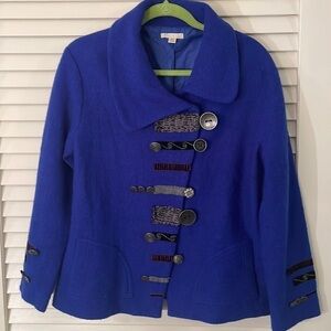 Carson 100% Wool Incredible Art To Wear Jacket Embellished with Funky Buttons